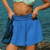 Women's Blue Smocked Waist Flared Leg Shorts - Cupshe - 3 of 4