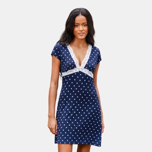 blue polka dot wrap dress Joseph Ribkoff Polka Dot V-Neck Wrap Dress – Details Direct