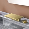 Cobbe Brushed Gold Widespread Waterfall Bathroom Sink Faucet 3-Hole 8-Inch Modern Bathroom Faucet Two-Handle Sink Faucet - 3 of 4