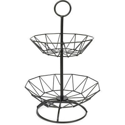 Okuna Outpost 2 Tier Metal Wire Fruit Storage Basket Bowl Stand for Kitchen Countertop, 10 x 10 x 14 in