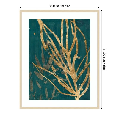 Burnished Jungle Leaves II Framed Abstract Art Print in Svelte Natural, 33 x 41 in.