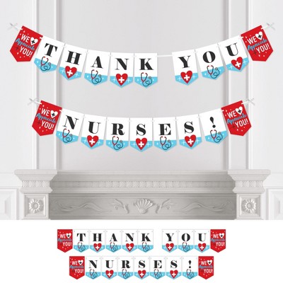 Big Dot of Happiness Thank You Nurses - Nurse Appreciation Week Bunting Banner - Party Decorations - Thank You Nurses