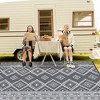 Modern Outdoor Woven Plastic Straw Rug Geometric Reversible Portable Picnic Mat Large Area Rugs for Garden Backyard Camping - 3 of 4