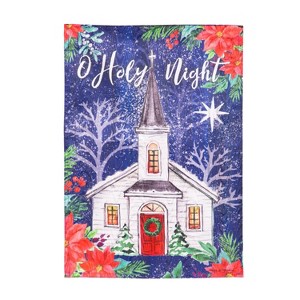 Evergreen Holy Night Moire Garden Flag 12 x 18 Inches Indoor Outdoor Decor - 1 of 4