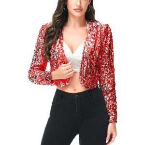 Anna-Kaci Women's Sequin Bedazzled Long Sleeve Bolero - 1 of 4