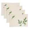 Saro Lifestyle Linen Blend Holly Leaves Placemat (Set of 4), 13"x19", Natural - 3 of 4