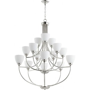 Quorum Lighting Enclave 15-Light Chandelier, Polished Nickel, 38.5 Width, 44 Height, Glass Material - 1 of 1