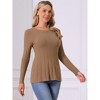 INSPIRE CHIC Women's Long Sleeve Crew Neck Stretch Peplum Hem Knit Casual Sweater - 2 of 4
