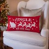 Indoor Christmas 'Jingle All The Way' Red Rectangular Throw Pillow Cover: Embroidered, Zippered - Pillow Perfect - 4 of 4