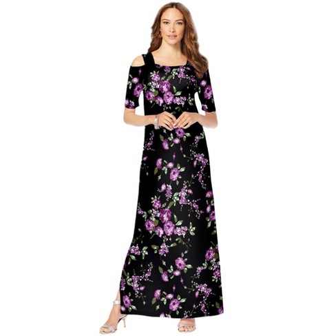 Plus size cold outlet shoulder maxi dresses