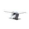 47" Coffee Table with Glass Top, Pedestal Style Base and Two-Tone Design for Living Room or Modern Interiors - 2 of 4