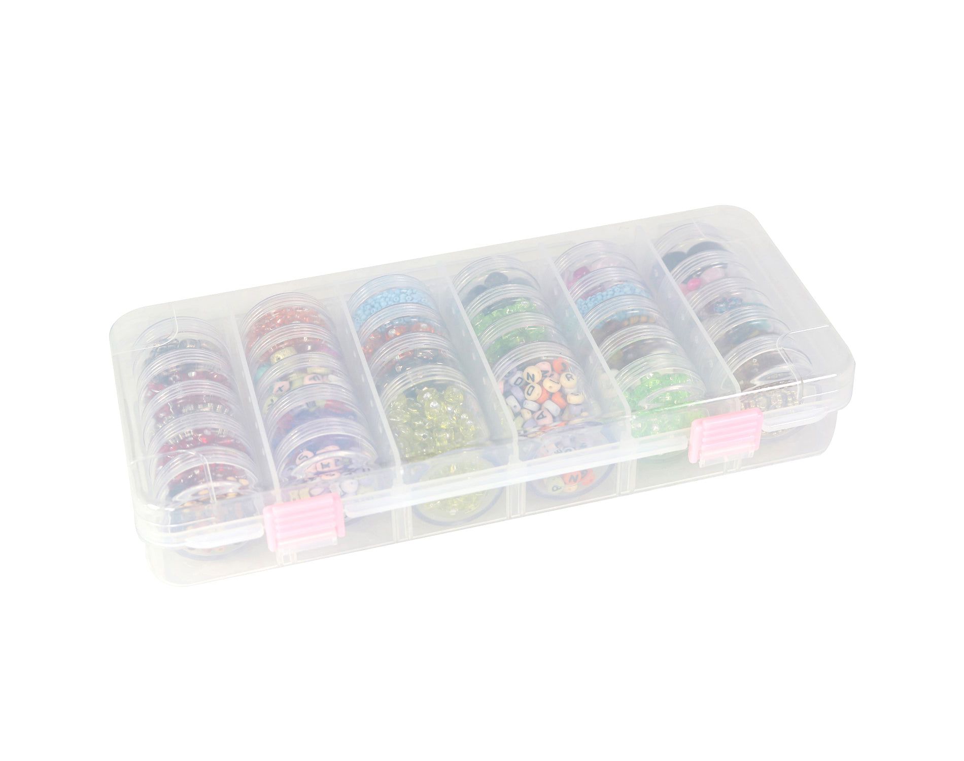 Everything Mary Large Plastic Bead Storage Organizer Box, 28 Jars