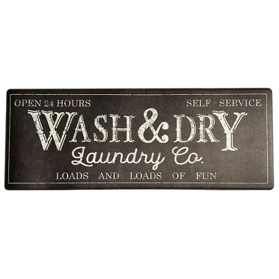 Farmhouse Living Rustic Laundry Co. Wash and Dry Country Anti Fatigue Comfort Mat - 18" x 48" - Grey/White - Elrene Home Fashions