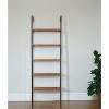 HomeRoots 72" Brown Metal and Solid Wood Five Tier Ladder Bookcase - 2 of 4