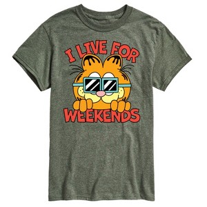 Men's - Garfield - I Live For Weekends Short Sleeve Graphic T-Shirt - 1 of 4