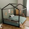 Twin/Full Size Montessori Metal Floor Bed Frame, House Shaped Platform Bed with Vertical Safety Guardrails for Kids/Toddlers - ModernLuxe - 4 of 4