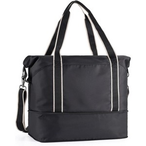 Foldable Waterproof Travel Duffel Bag with Wet Compartment, Detachable Shoulder Strap for Weekender and Gym Use - 1 of 4