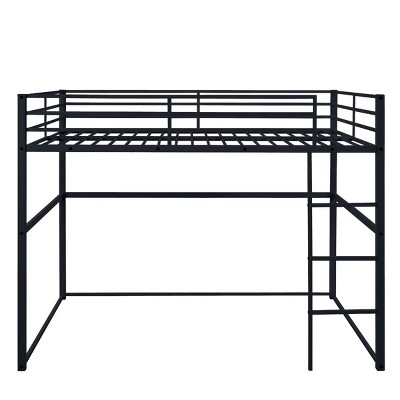 AZL1 Life Concept Beds Metal Loft Bed Twin Size Space-Saving Frame with Safety Guardrails for Kids Room, Black, 77.56"*56.5"*61.81"