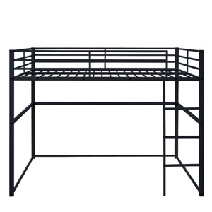 AZL1 Life Concept Beds Metal Loft Bed Twin Size Space-Saving Frame with Safety Guardrails for Kids Room, Black, 77.56"*56.5"*61.81" - 1 of 4