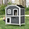 PawHut Wooden 2-Story Outdoor Cat House, Feral Cat Shelter Kitten Condo with Escape Door, Openable Asphalt Roof and 4 Platforms - 2 of 4