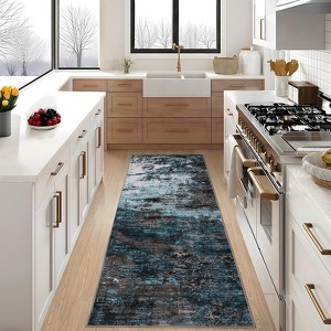 Modern Area Rug Washable Non-Slip Abstract Floor Mat, Non-Shedding Contemporary Accent Rug - 1 of 4