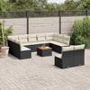 vidaXL 12 Piece Patio Sofa Set with Cushions Black Poly Rattan - Black and Cream - 2 of 4