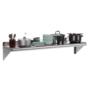 Whizmax Stainless Steel Shelf 12" x 72",260 lb [NSF Certified] Metal Wall Mount Shelf with Backplash for Restaurant, Laundry Room, Kitchen and Garage - 1 of 4