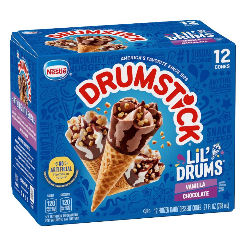 Nestle Drumstick Lil&#39; Drums Vanilla Chocolate Ice Cream Cones - 12ct, 5 of 16