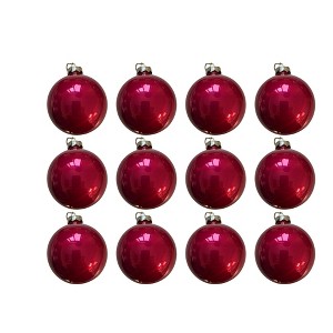 Northlight Pearl Finish Glass Christmas Ball Ornaments - 2.75" (70mm) - Raspberry - 12ct - 1 of 3