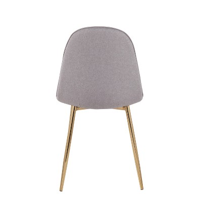 Set of 2 Light Grey Upholstered Side Chairs with Gold Steel Legs
