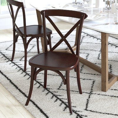 Elegant Walnut Wood Cross Back Dining Chair - 18" Seat Height
