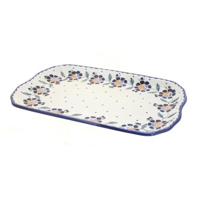 Blue Rose Polish Pottery Sunflower Medium Serving Tray