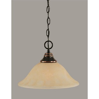 Toltec Lighting Any 1 - Light Pendant in  Black Copper with 12" Amber Marble Shade
