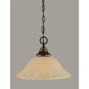 Toltec Lighting Any 1 - Light Pendant in  Black Copper with 12" Amber Marble Shade - 1 of 1