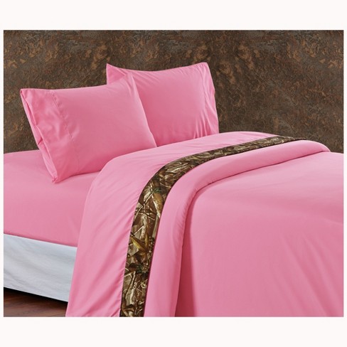 Sheet set Pink 2 sheets Full Flat & Fitted 100% Polyester plus 2 Pillow Cases soft Pink