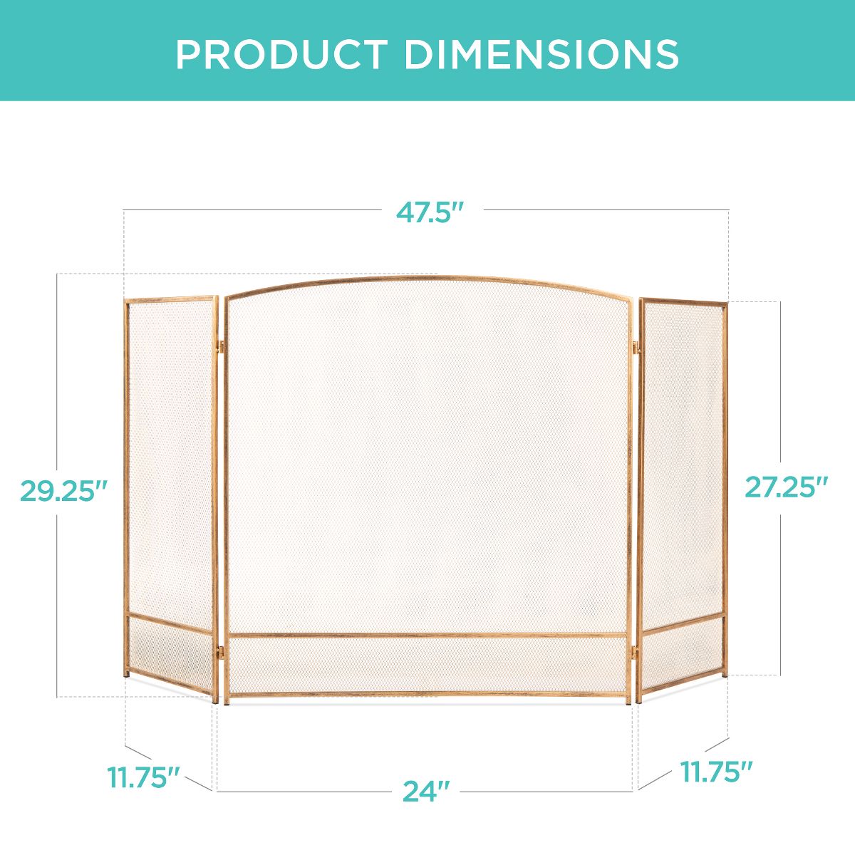 Best Choice Products 47.5x27.25in 3-Panel Steel Mesh Fireplace Screen, Spark Guard w/ Rustic Worn Finish - Black - thumbnail 7