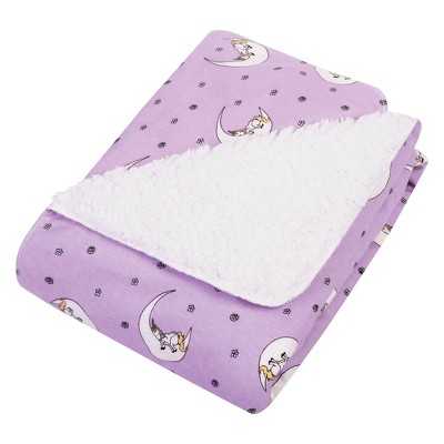 Trend Lab Flannel and Faux Shearling Baby Blanket -Purple