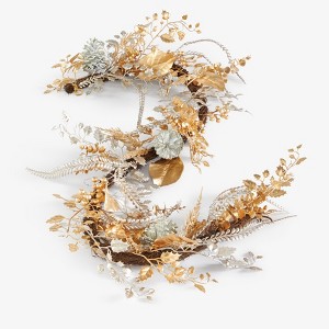 BrylaneHome 6' Pre-Lit Gold & Silver Garland - 1 of 4