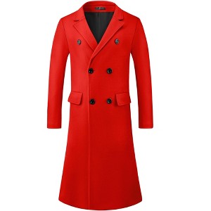 Lars Amadeus Men's Double Breasted Notched Lapel Formal Winter Overcoat - 1 of 4