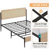Full/Queen Size Boho Bed Frame with Rattan Headboard & Wood Footboard, Under Bed Storage, No Box Spring Needed, Noise-Free Design - 4 of 4