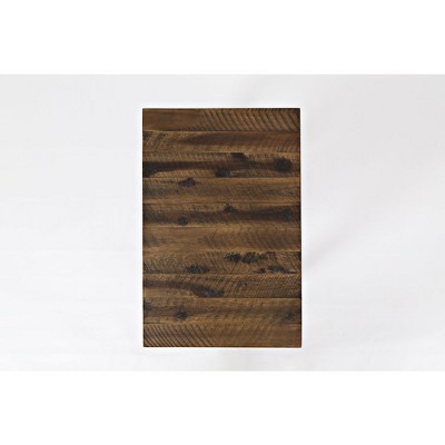 Rustic Brown Wood Rectangular Chairside Table with Storage