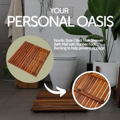 Nordic Teak 19.6" Square Oiled Shower Mat