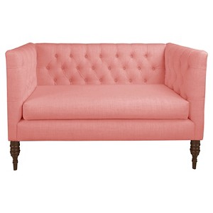 Tufted Settee in Linen Petal - Skyline Furniture , Pink