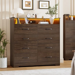 8 Drawer Dresser for Bedroom–47” Tall Chest of Drawers with LED
