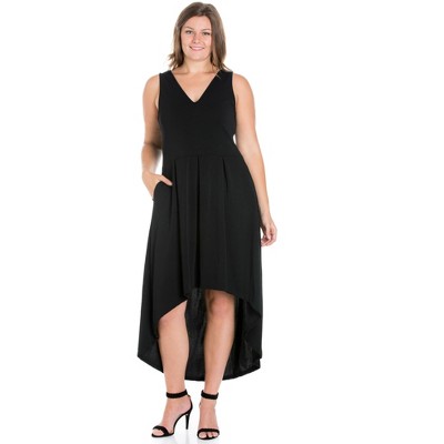 24seven Comfort Apparel Womens Plus Size High Low Party Pocket Dress ...