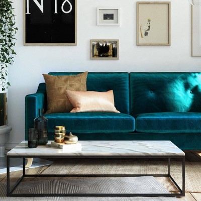67'' Green Velvet Tufted Sofa with Wood Legs