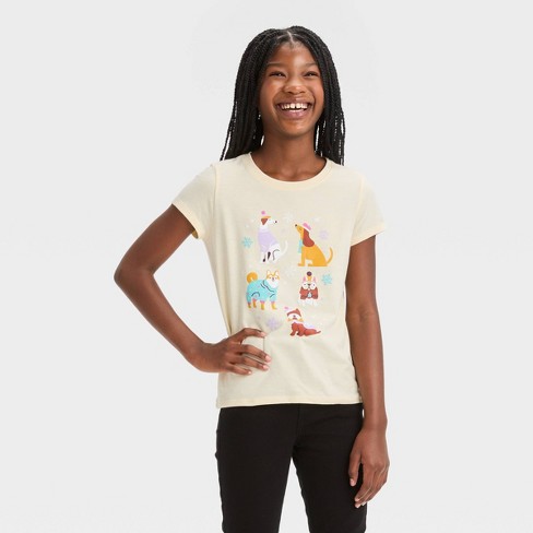 Girls' Short Sleeve 'snow Dogs' Graphic T-shirt - Cat & Jack