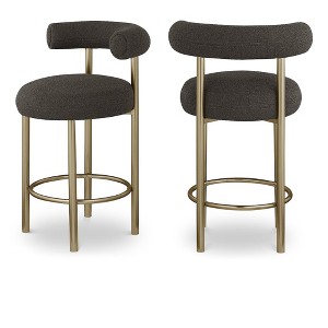 Meridian Furniture,Bordeaux Brown Boucle Fabric Stool, Set of 2 - 1 of 4