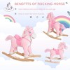 Whisen Kids Pony Plush Rocking Horse with Long Hair Design, Riding Rocker Toy Gift for 3+ Years Old - Pink - 2 of 4