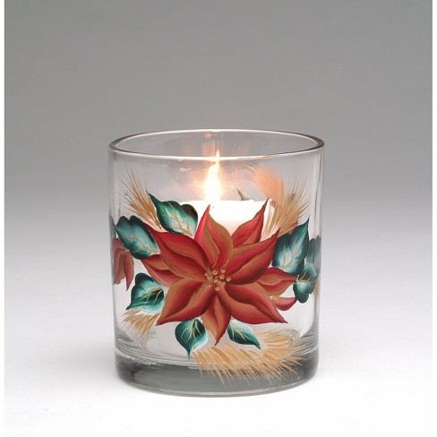 Kevins Gift Shoppe Poinsettia Flower Glass Votive Candle Holders - image 1 of 3